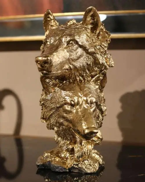 golden wolf bust