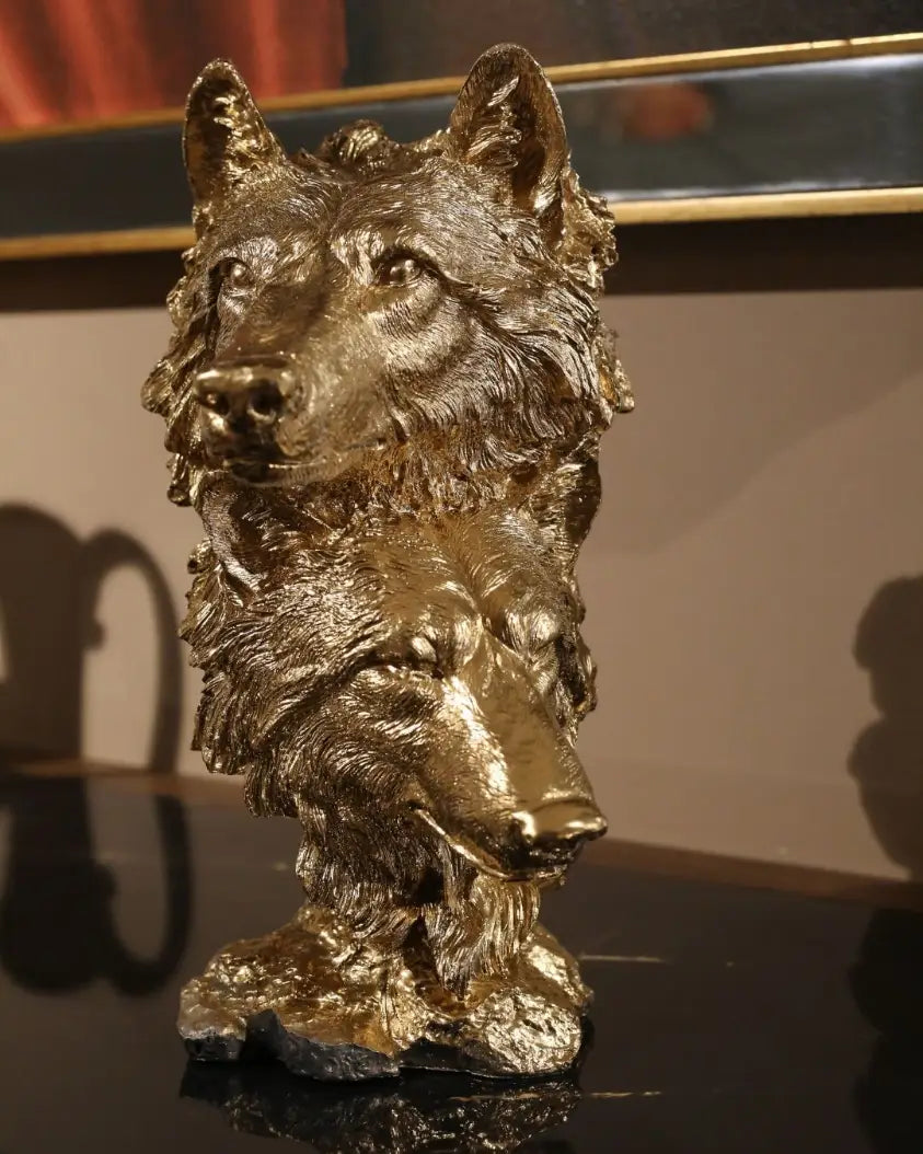 golden wolf bust
