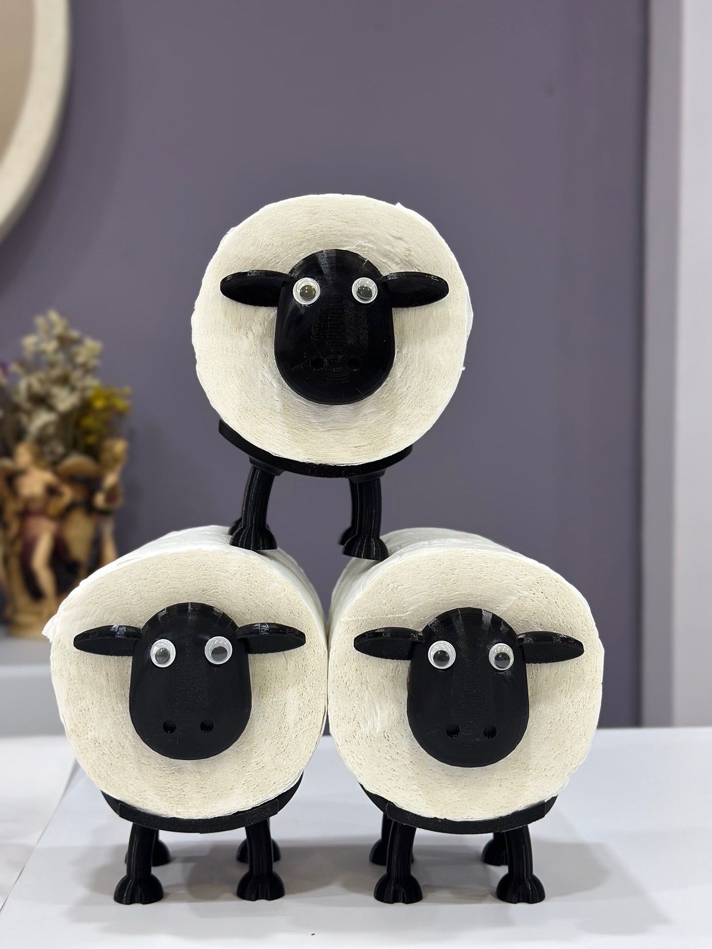 Koyun Şeklinde 3D Baskı Tuvalet Kağıdı Tutucusu - Dekoratif ve Sevimli