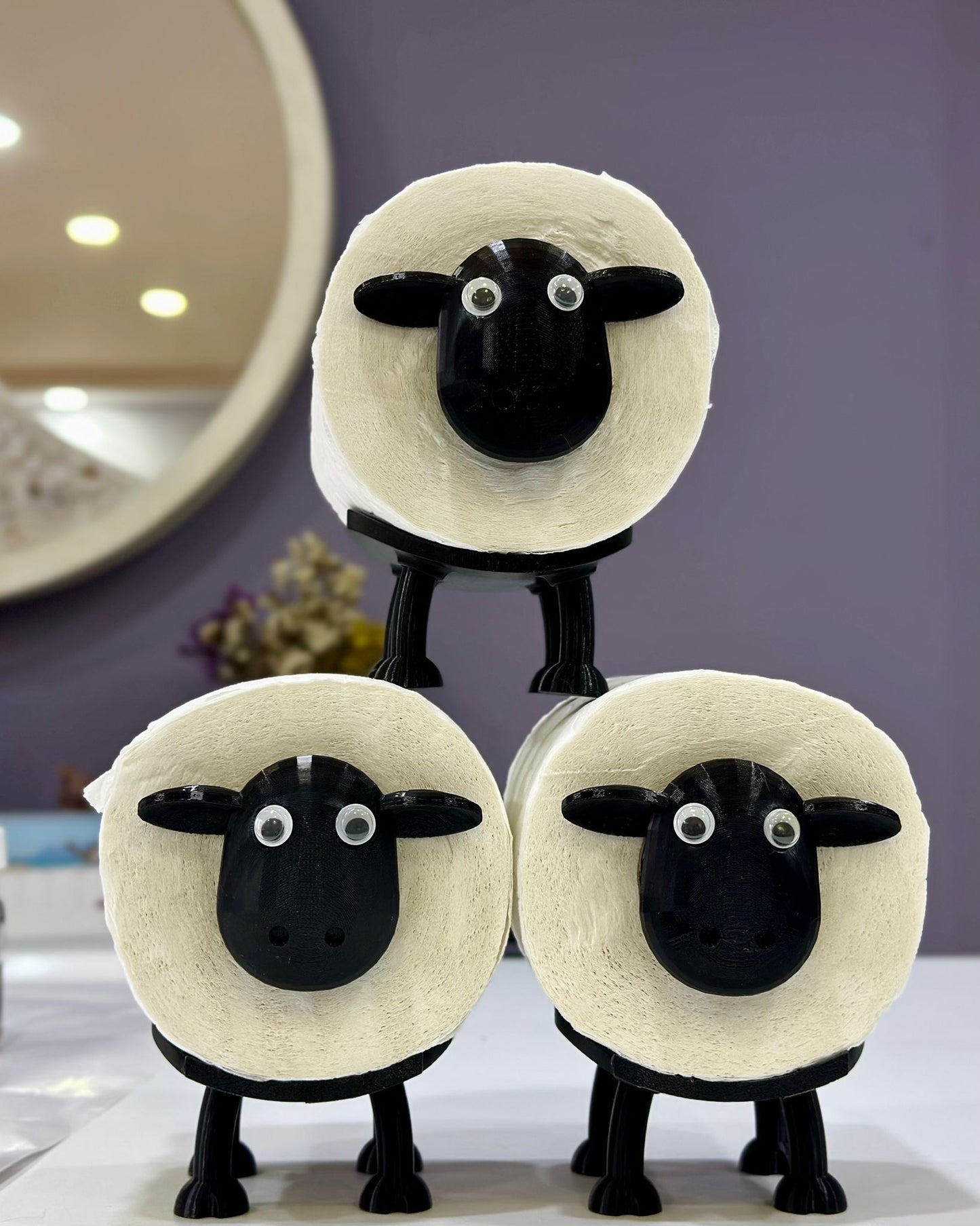 Koyun Şeklinde 3D Baskı Tuvalet Kağıdı Tutucusu - Dekoratif ve Sevimli